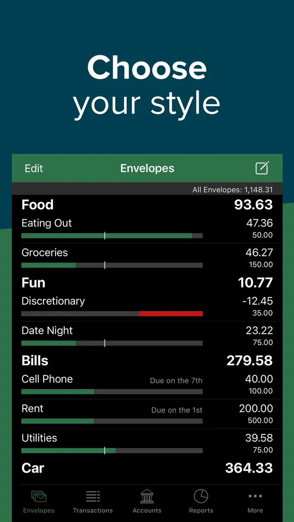 Goodbudget App Store image of dark mode