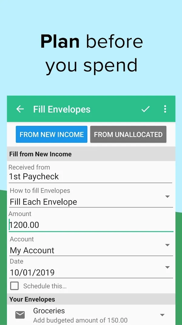 Goodbudget Google Play image of Fill Envelopes