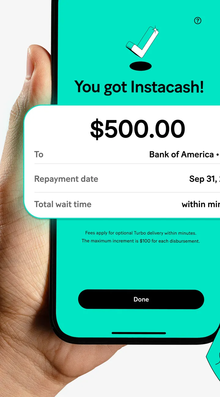 MoneyLion Instacash confirmation screen