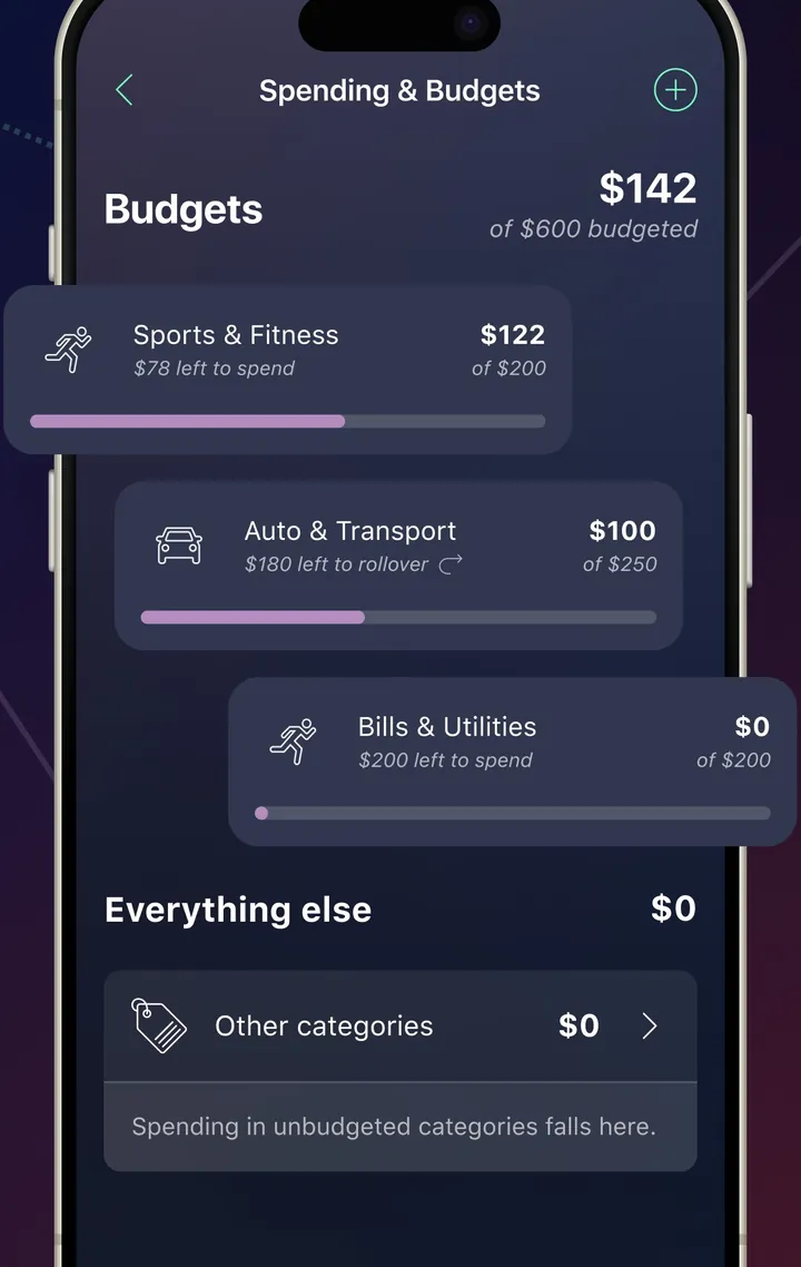 PocketGuard Spending & Budgets screen