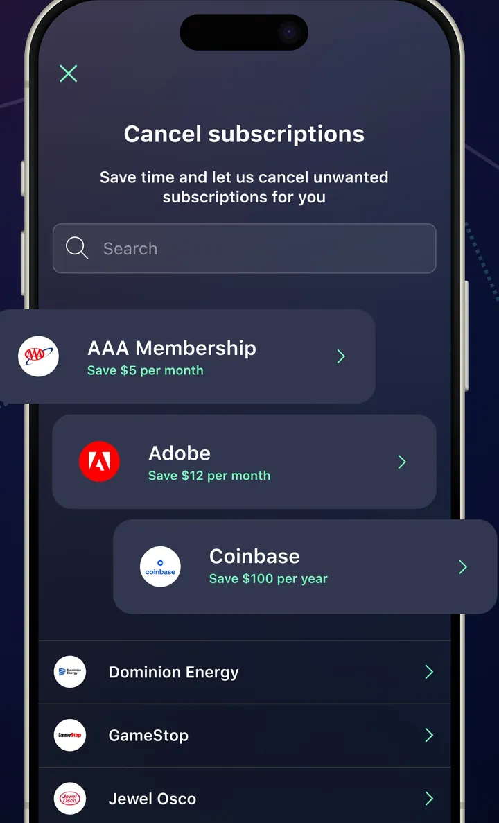 PocketGuard Cancel subscriptions screen