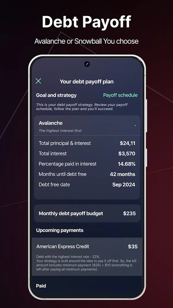 PocketGuard Google Play image of a debt payoff plan