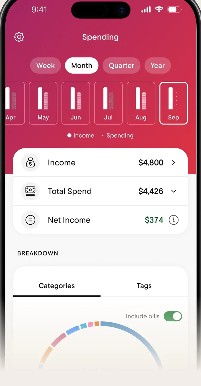 Rocket Money Spending tab