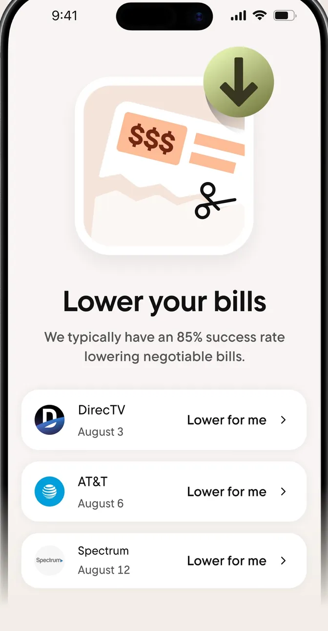 Rocket Money Lower your bills screen