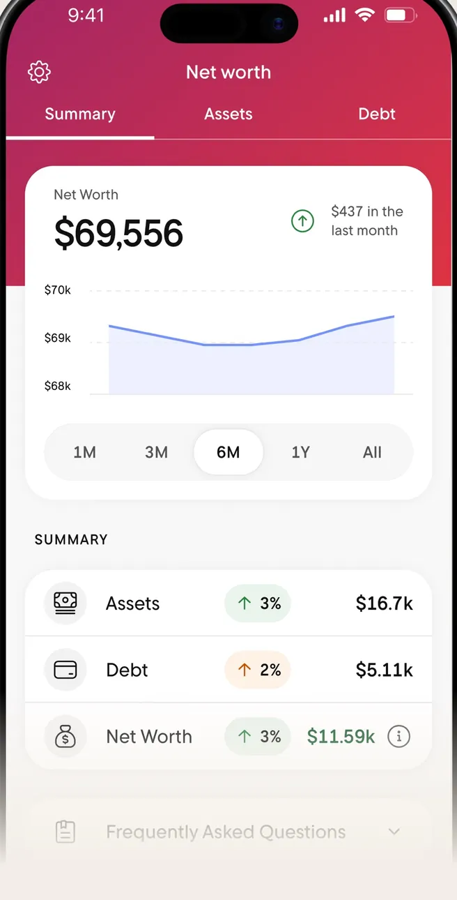 Rocket Money Net worth tab