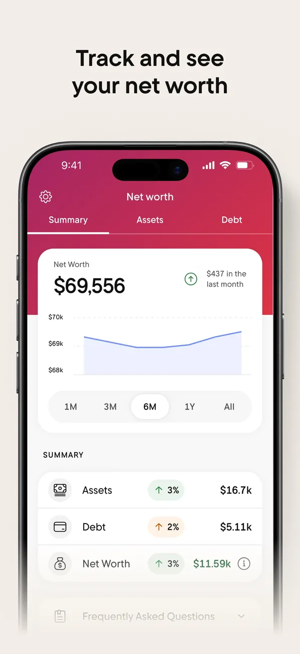 Rocket Money App Store image of the Net worth tab