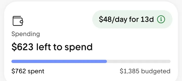 Rocket Money left to spend card