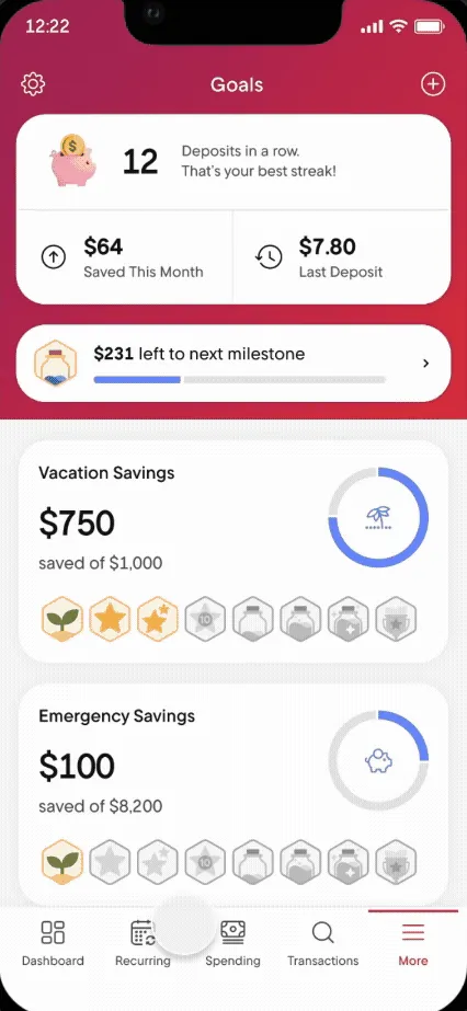 Rocket Money Goals screen