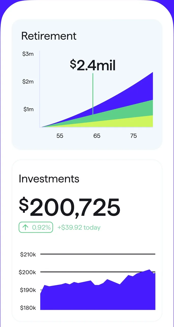 Quicken retirement and investments cards