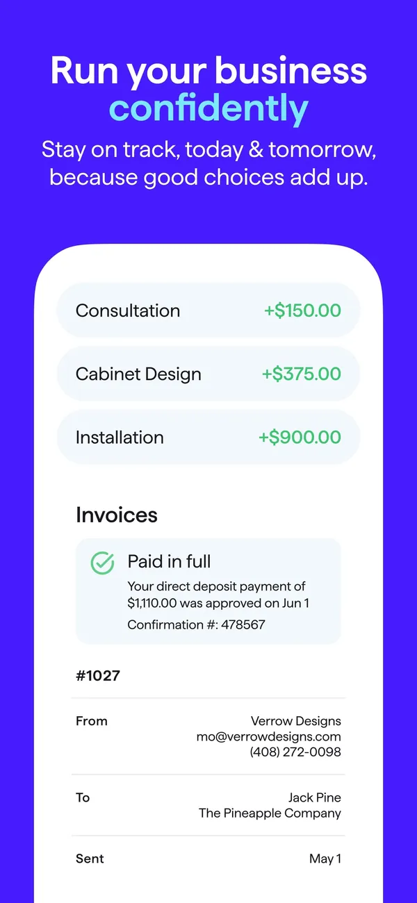 Quicken App Store image of an invoice