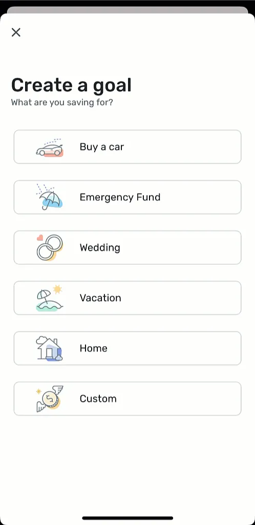 Simplifi Create a goal screen