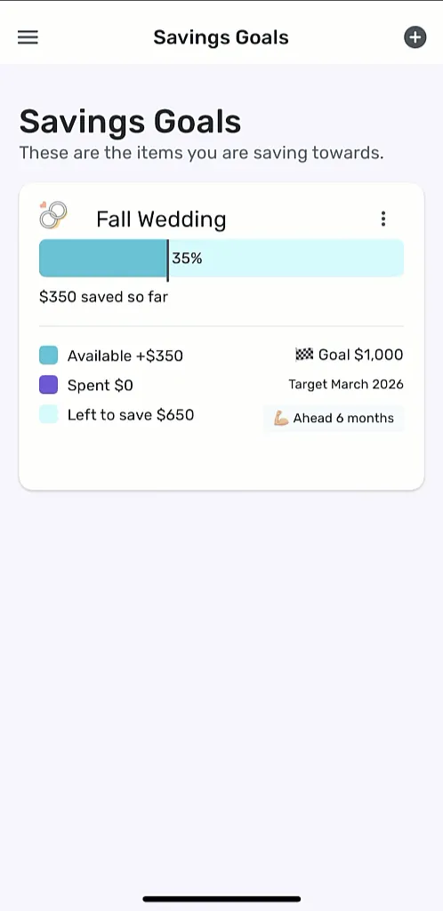 Simplifi Savings Goals screen