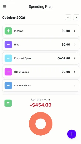 Simplifi mobile Spending Plan