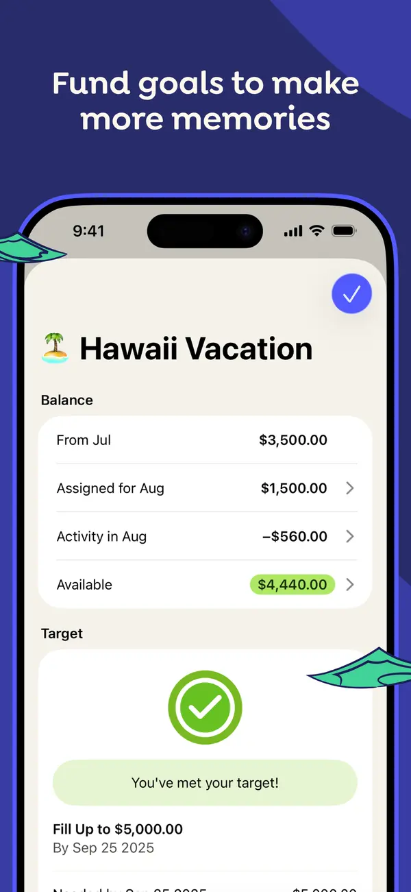 YNAB App Store image of a category target screen