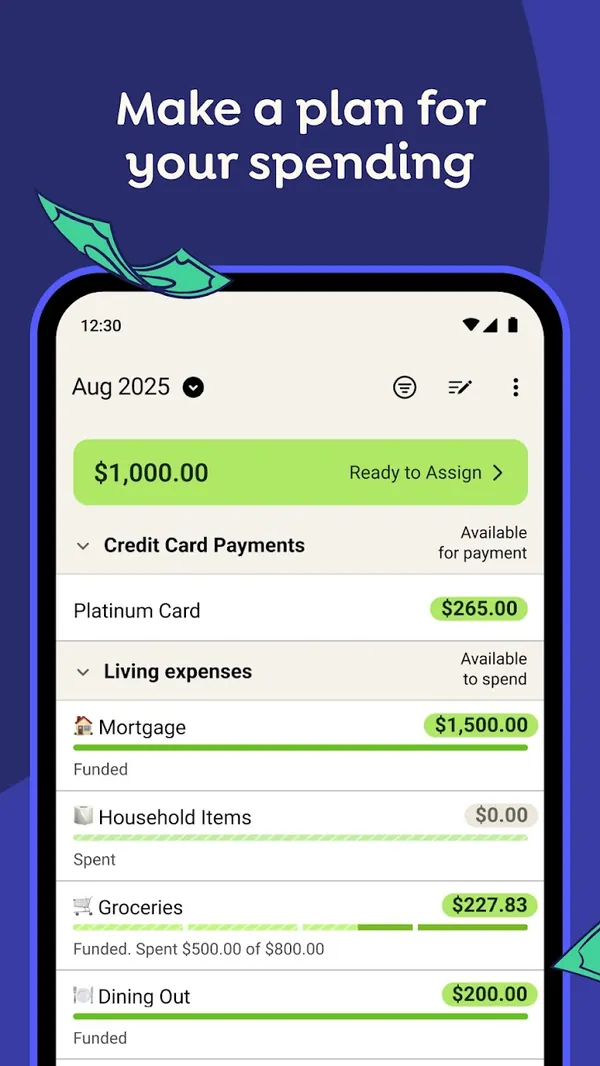 YNAB Google Play image of the Android plan screen