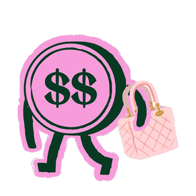 Spender Money Type coin character with a shopping bag